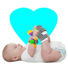 Coolmade Infant & Baby Puzzle Lovely Socks And Wrist Strap Toy Cartoon Animal Shaped Wrist Rattles Foot Socks Toys 4 pcs