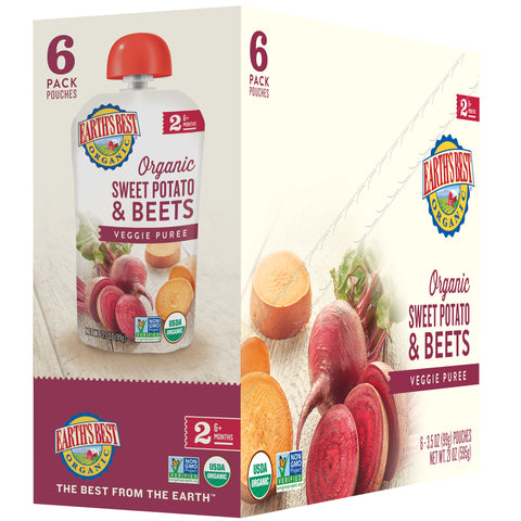 (6 Pack) Earth's Best Organic, Sweet Potato & Beets Baby Food Puree, 3.5 Ounce