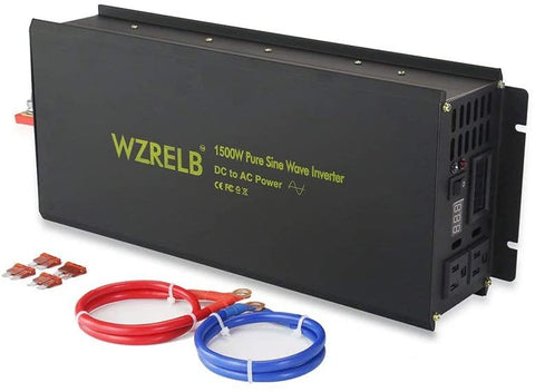 WZRELB Power Inverter 1500W Pure Sine Wave Inverter 24V 120V Dc AC Converter