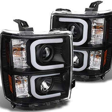 Xtune 2014-2015 Silverado Black Cyclop Optic LED Light-Tube Projector Headlights Pair Left+Right