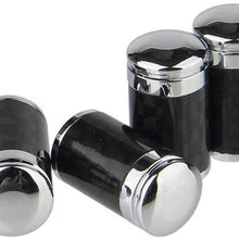 AeroDesigns Carbon Fiber Valve Stem Cap Cover -Hot Ride- Chrome Carbon Black Steel Pressure Valve Stems Caps Universal Fits ALL Cars Trucks SUV Bike & Bicycle ( Fit All Factory / OEM / Racing Wheels )