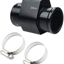 MKING Aluminum Black Water Temp Meter Temperature Gauge Joint Pipe Radiator Sensor Adaptor Clamps 32mm