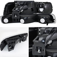 4 Pieces Combo For 99-02 Sivlerado 2000-2006 Suburban Tahoe Black Headlights Front Lamps + Bumper Signal Lights Pair