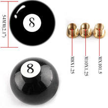 Top10 Racing 8 Ball Billiard Black Round Shift Knob Acrylic Gear Shift Knob with 3 Adapters Universal Fit for Manual Car M 81.25, M 101.25, M 101.5, M 121.25