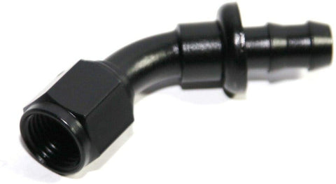 (one)45 Degree AN8 8AN AN-8 Black Push On/Push Lock Hose End Fitting Adapter