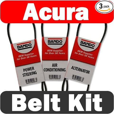 BANDO Replacement for 1996 1997 1998 1999 2000 2001 Acura Integra Models rs gs ls 3 piece serpentine drive belt set 4PK870 4PK790 4PK920 ALTERNATOR AIR CONDITIONER POWER STEERING
