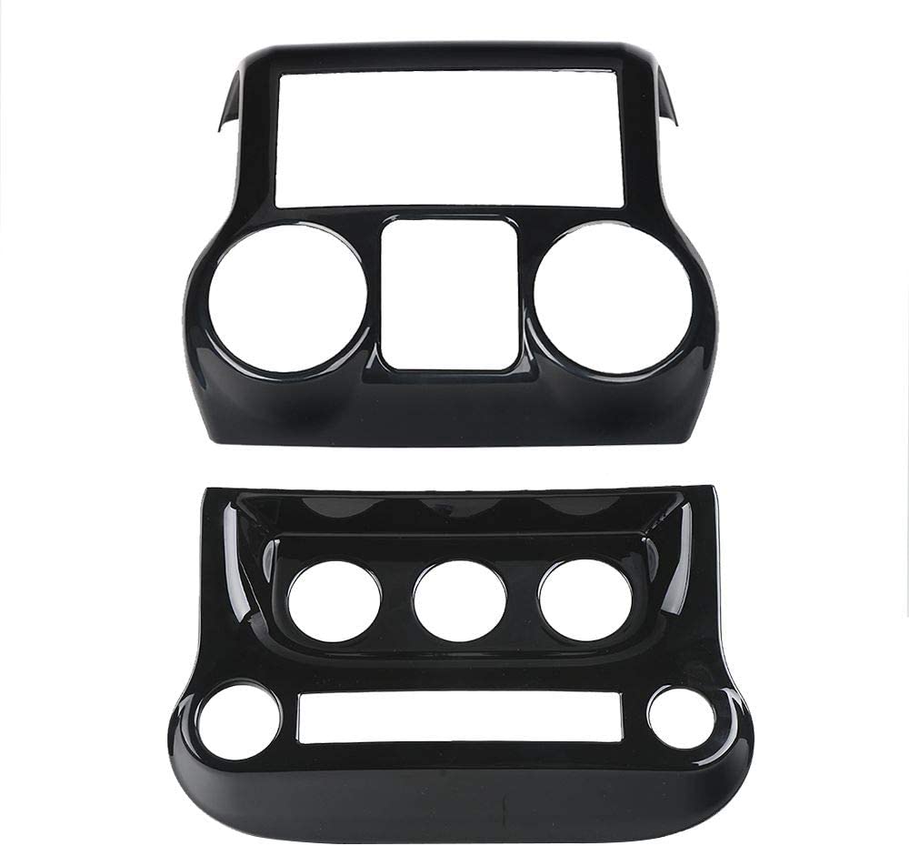 RT-TCZ Car Interior Center Console Dashboard Panel & Air Conditioning Switch Panel Frame Cover Trims for Jeep Wrangler 2011-2017 (Black)