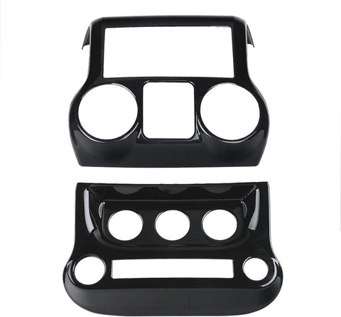 RT-TCZ Car Interior Center Console Dashboard Panel & Air Conditioning Switch Panel Frame Cover Trims for Jeep Wrangler 2011-2017 (Black)