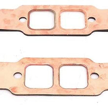 Duokon 2pcs Exhaust Gaskets, Square Port Copper Header Exhaust Gaskets Reusable Fit for SBC 327 305 350 383