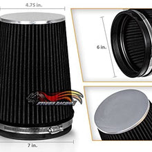 BLACK 6" 152 mm Inlet Truck Cold Air Intake Cone Replacement Performance Washable Clamp-On Dry Air Filter (8" Tall)