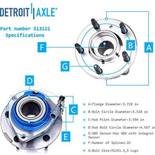 Detroit Axle 513121 Pair(2) Front Wheel Hub Bearing Assembly for Buick Allure Century LaCrosse LeSabre Park Avenue Chevy Impala Monte Carlo Venture Pontiac Grand Prix Boneville w/ABS Sensor cable