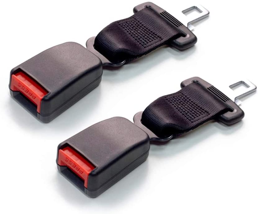 Seat Belt Extender Pros E4 Safety Certified Regular 7 Inch Seat Belt Extender 2-Pack from (7/8 Inch Wide Type A Metal Tongue) Buckle up and Protect Your Family (Black)