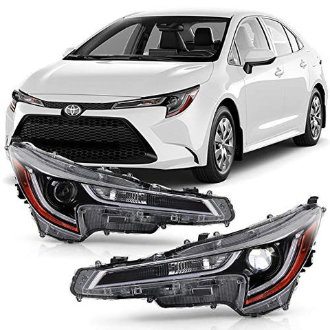 ACANII - For 2020-2021 Toyota Corolla L LE LED Projector Headlights Headlamps Assembly Pair Set Driver & Passenger Side
