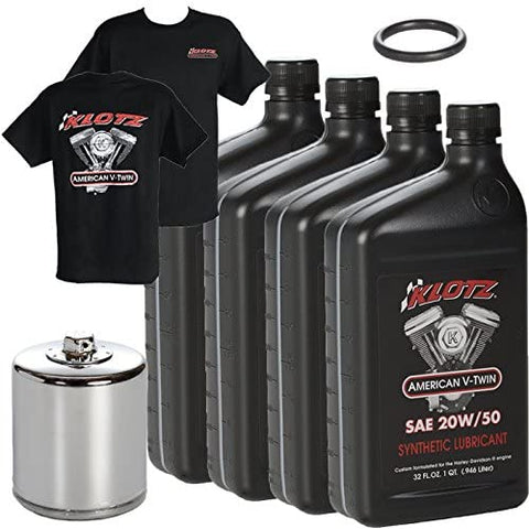 Klotz V-Twin Full Synthetic Oil Change Kit, 20W/50-4 Quarts (KN 174)