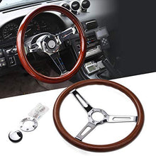 Hodenn 380mm 14inch Wood Steering Wheel with Horn Kit Fit for Chevy Classic