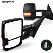 SCITOO fit for Toyota for Tundra Truck Towing Mirrors fit 2007-2015 for Toyota for Tundra Truck with Power Control Heated Manual Telescoping Folding Lens Turn Signal Lens and Auxiliary Light