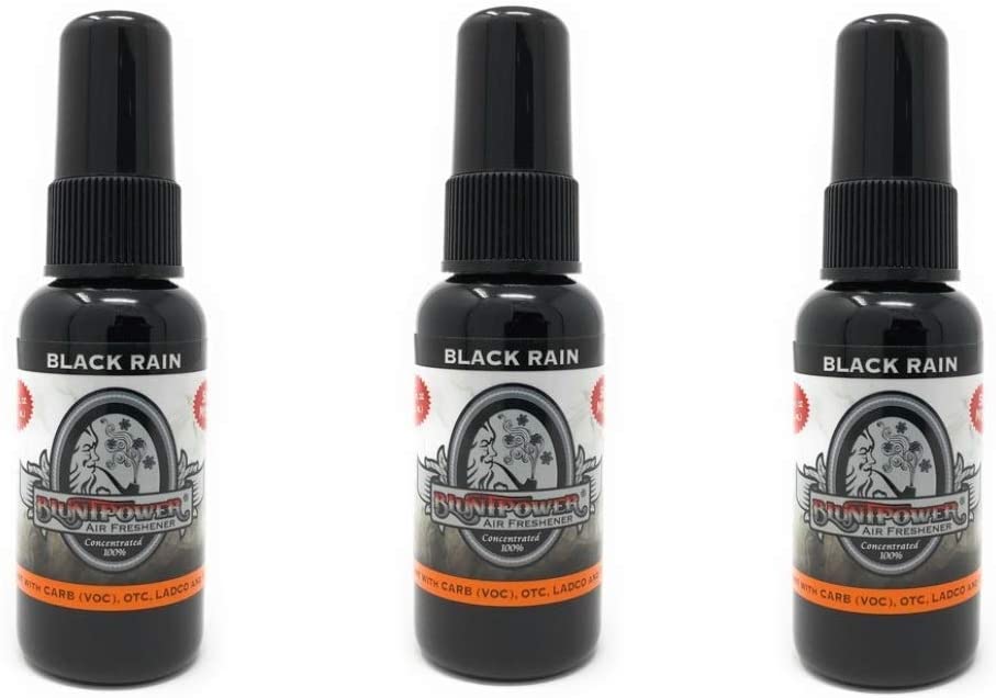 BluntPower Oil Based Concentrated Air Freshener and Oil for Diffuser - 3 Pack of Black Rain (1.5 Ounce Each)