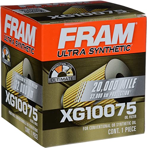 FRAM Ultra Synthetic Automotive Replacement Oil Filter, Designed for Synthetic Oil Changes Lasting up to 20k Miles, XG10075 (Pack of 1)