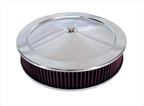 Big End Performance 70511 14 in. x 2 7/8 in. Reusable Chrome Air Cleaner Assembly