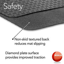 Resilia - Garage Mat, Prevents Stains - Decorative Embossed Diamond Plate Pattern - Black, 3 Feet x 4 Feet