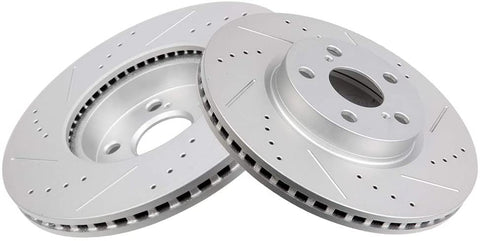 Front Slotted Drilled Brake Rotors Lsailon Fit for 2009-2010 Pontiac Vibe 2008-2013 Scion xD 2009 2010 2011 2012 2013 2014 2015 2016 2017 Toyota Corolla 2009-2010 2012-2013 Toyota Matrix