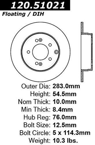 Centric 120.51021 Premium Brake Rotor - Hyn