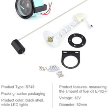 52mm Universal Car Stainless steel, glass Fuel Level Gauge LED Digital E-1/2-F Range Meter with Fuel Sensor Black shell, white LED light
