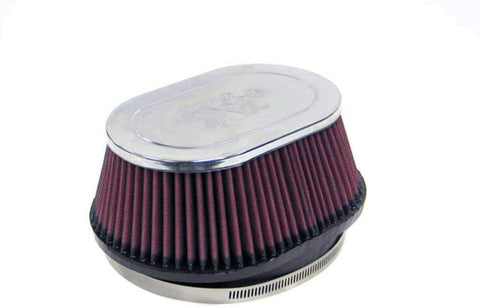 K&N Universal Clamp-On Air Filter: High Performance, Premium, Washable, Replacement Filter: Flange Diameter: 6 In, Filter Height: 3.25 In, Flange Length: 1 In, Shape: Oval Straight, RF-1002