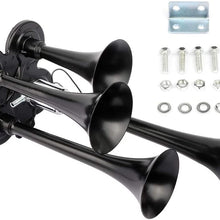 ZENITHIKE Air Horn Kit Trumpet Air Horn Powerful Loud 185db 4 Trumpet Car Horn for Vehicle Truck Lorry Trains Boat Car