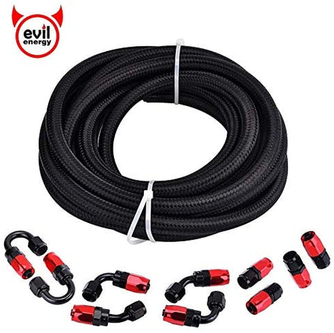 evil energy AN12 Swivel Hose End 0+45+90+180 Degree Fuel Hose Adpater Fitting With 5Meter Double Braided Oil Fuel Hose Line