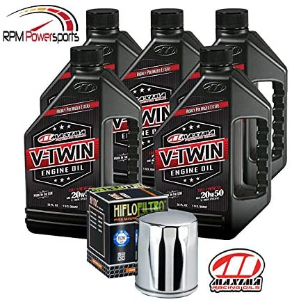 RPM Maxima HiFlo Harley Davidson Oil Change Kit 5 Quarts 20W50 Synthetic Engine Oil