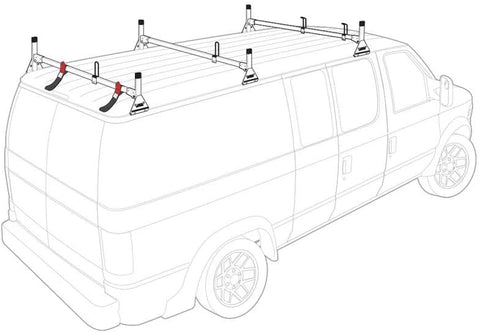 Vantech Steel H1 Rack 3 Bar System for a Chevy Express 1996-On White