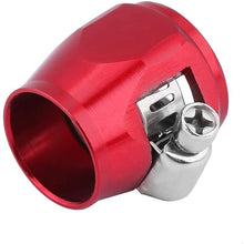 Universal Car Oil Fuel Hose End Clamp Finisher, Aluminum Car Oil Fuel Hose Finisher Water Line Clip Hose Connectors(AN4 12mm Red)