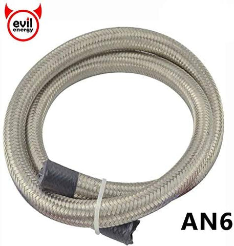 evil energy 1M AN6 Universal Car Turbo Oil Cooler Hose Line Stainless Steel Hose End Fuel Oil Hose Double Braided Fuel Line