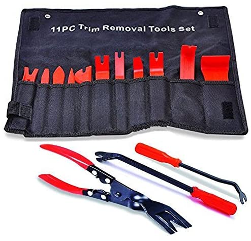 14Pcs Trim Removal Tool, Auto Upholstery Tools,Car Strong Nylon Door Molding Dash Panel Trim Tool Kit & Clip Pliers for Car Panel Dash Audio Radio Removal Installer and Repair Pry Tool Kits