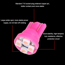 cciyu T10 194 168 Instrument Gauge Panel LED Light Bulb Pink 4-3528-SMD With Twist Lock Sockets,10Pack