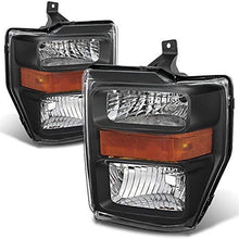 For Black 2008-2010 Ford F250/F350/F450/F550 Superduty Pickup Truck Headlights Lamps LH+RH Pair Replacement