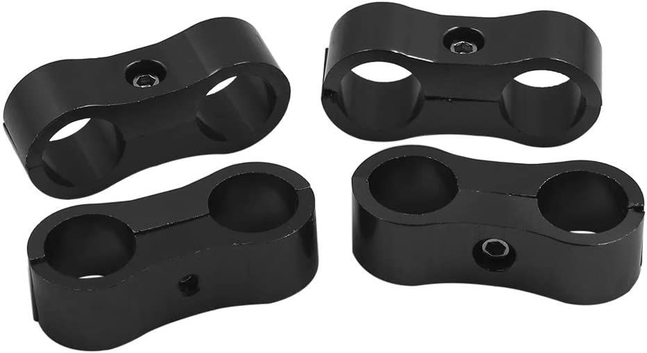 X AUTOHAUX 4 Pcs AN6 13mm Black Aluminium Alloy Fuel Oil Hose Separator Clamp Adapter