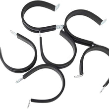 X AUTOHAUX 6pcs 60mm 2.36 Inch R Shape Automotive Galvanized Iron Cable Clamp Rubber Cushioned Insulated Clamp Metal Clamp for Tube Pipe Wire Installation