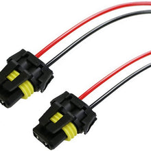 iJDMTOY (2) 900-Series 9005 9006 Female Adapter Wiring Harness Sockets Wire Compatible With Headlights Fog Lights