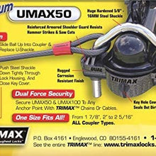 Trimax Premium Universal Die Cast Unattended Trailer Lock, Huge 9/16" Dia. Shackle UMAX50, Clam Packaging