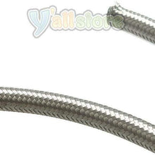 5FT 6AN Silver Nylon Stainless Steel Braided Fuel Hose Oil Line Hose 5Feet 6AN
