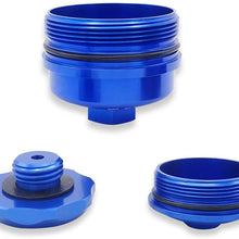 Billet Aluminum Blue Cap Kit Fuel Filter Caps & Oil Filter Cap & Oil Filter Cap Set with O-ring Compatible with F250 F350 with 6.0L Powerstroke Engines 2003-2007