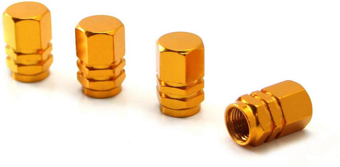 iJDMTOY (4 Tuner Racing Style Gold Aluminum Tire Valve Caps (Hexagon Shape)