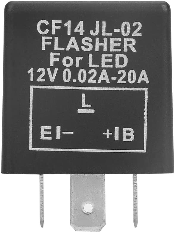 CF14 3 Pin LED Flasher Relay 12V Black Waterproof LED Relay for Turn Signal Light Hyper Flash Fix