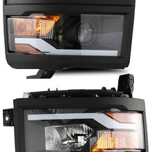 ROADFAR Headlight Assembly Black/Clear Head Light Lamps Driver and Passenger Replacement fit for 2014-2015 Chevy Silverado Projector With Led Drl