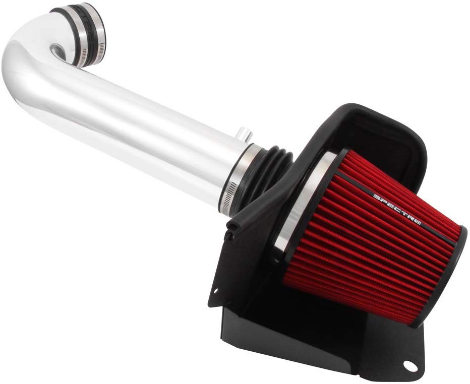 Spectre Performance Air Intake Kit with Washable Air Filter: 2011-2019 Jeep/Dodge (Grand Cherokee, Durango) 5.7L V8, Red Oiled Filter with Polished Aluminum Tube, SPE-9021