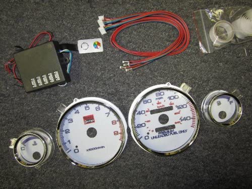 94 95 96 97 98 99 00 01 Acura Integra GSR GS-R Manual Transmission 7 Color White Face Glow Gauges Dash Light Kit -9K RPM