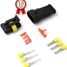 10 Kit 2 Pin Way Car Waterproof Electrical Connector Plug with 10cm Wire 17 AWG Marine, Real Conductor 1.2mm / 17 AWG Wire Match 16 18 AWG Electrical Wire
