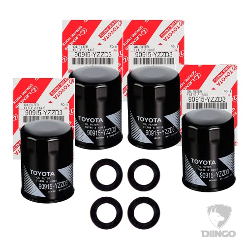 GENUINE OEM TOYOTA Oil Filter 90915-YZZD3 (4PK) with DIINGO Plug Oil Drain Gasket 90430-12031 (4PK) Fit for 4Runner FJ Cruiser Land Cruiser Sequoia Tacoma Tundra